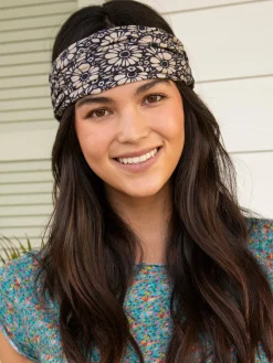 Full Boho Bandeau® Headband - Black White Daisies