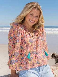Get Up u0026 Go Top - Peach Aqua Floral