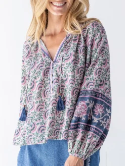 Get Up u0026 Go Top - Purple Fan Floral