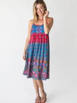 Gigi Midi Dress - Red Blue Floral