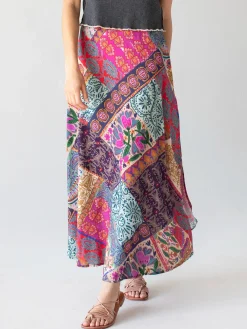 Ginger Side-Slit Maxi Skirt - Boho Blooms Patchwork