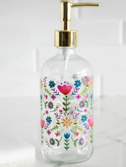 Glass Soap Dispenser - Floral