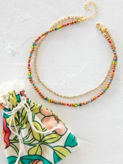 Golden Eye Layered Anklet - Rainbow
