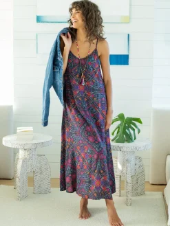 Gracie Slip Maxi Dress - Multicolored Charcoal Floral