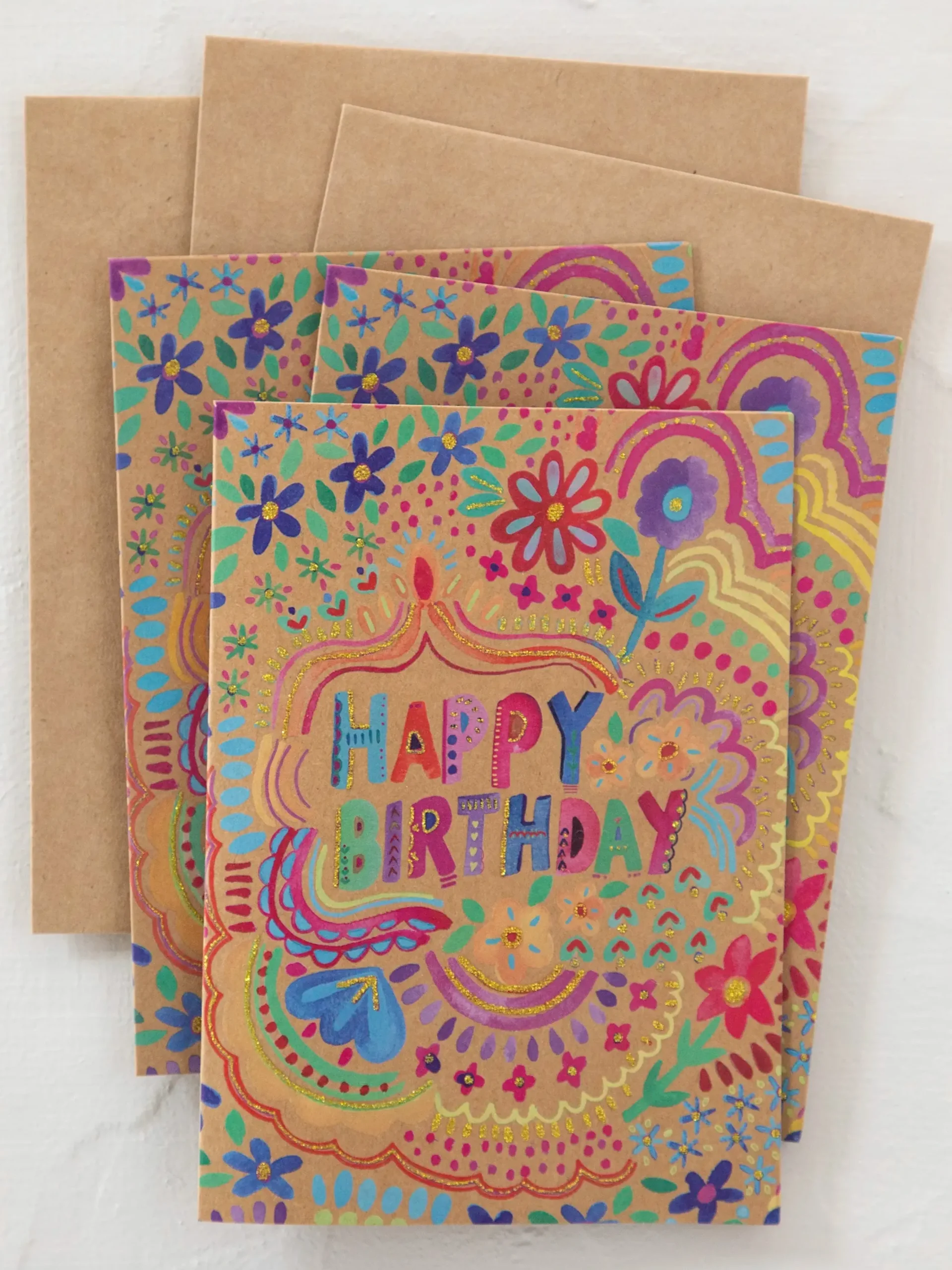 Greeting Card Bundle, Set of 3 - Happy Birthday Floral