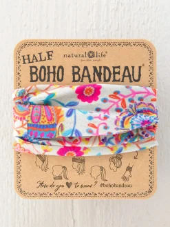 Half Boho Bandeau® Headband - Pink Folk Floral
