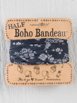 Half Boho Bandeau® Headband - Black Cream Floral
