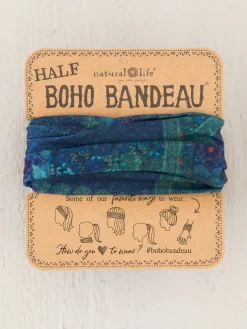 Half Boho Bandeau® Headband - Indigo Patchwork