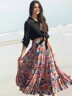 Hanna Convertible Maxi Skirt - Pink Flung Floral