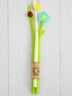 Happy Gel Ink Pens, Set of 3 - Garden Friends