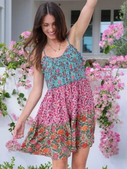 Harley Mini Dress - Magenta Mixed Floral