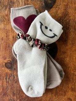 Icon Roll Top Socks, Set of 2 - Heart Smile