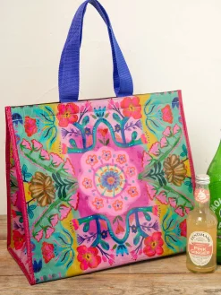 Insulated Cooler Tote - Neon Pink Floral