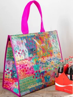 Insulated Cooler Tote - Pink Watercolor Patchwork