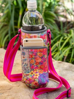 Insulated Water Bottle Carrier - Pink Patchwork
