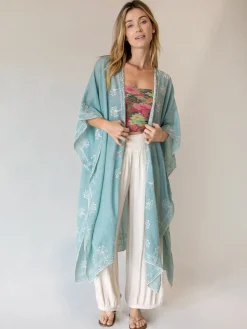Jamie Embroidered Duster - Light Turquoise