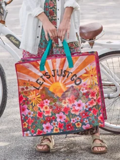 Jumbo Zippered Tote Bag - Let's Just Go