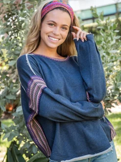 Knit Trim Sweatshirt - Indigo