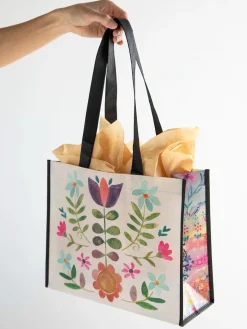 Large Happy Bag, Set of 3 - Cream Folk Flower