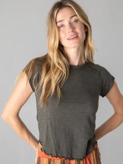 Lily Cotton Short Sleeve Tee Shirt - Charcoal