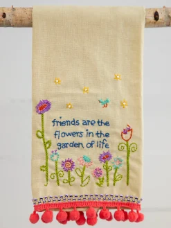 Linen Embroidered Hand Towel - Friends