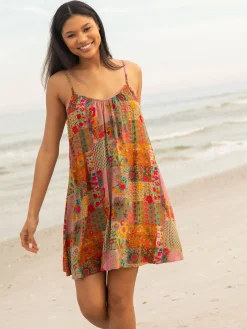 Lizzie Mini Dress - Pink Floral Patchwork
