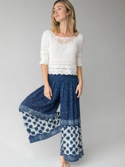 Make A Move Wide-Leg Palazzo Pant - Navy Shibori Tie-Dye