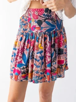 Malia Mini Skirt - Pink Flung Floral