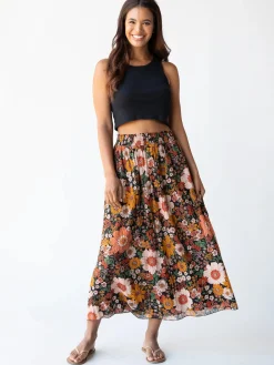 Maylin Midi Skirt - Orange Floral