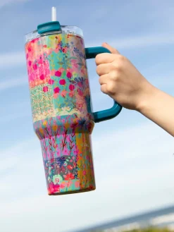 Mega 40oz Tumbler - Pink Watercolor Patchwork