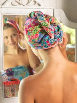 Microfiber Hair Towel Wrap - Rainbow Floral Rows