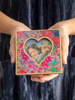 Mini Heart Wooden Picture Frame - Floral