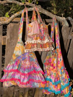 Mini Ruffle Tote Bag - Pink Floral Patchwork