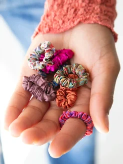 Mini Satin Scrunchie, Set of 8 - Rainbow