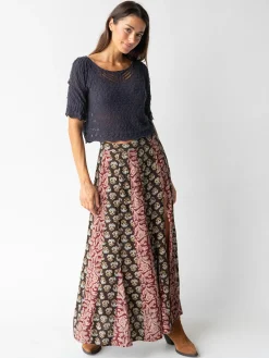 Mix It Up Maxi Skirt - Brown Olive Mixed Floral