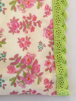 Mix u0026 Match Trim Cotton Pillowcase - Pink Bouquet