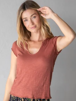 Molly Cotton Tee Shirt - Rust