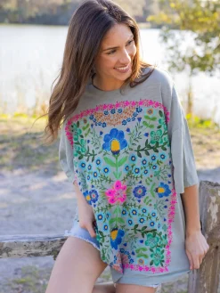One Size Cotton Easy Tee - Folk Flower Bay