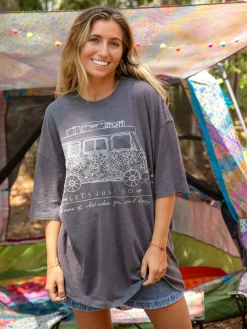 One Size Cotton Easy Tee - Let's Just Go Washed Black