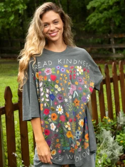 One Size Cotton Easy Tee - Spread Kindness Charcoal