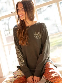 Oversized Cotton Doodle Tee - Washed Charcoal