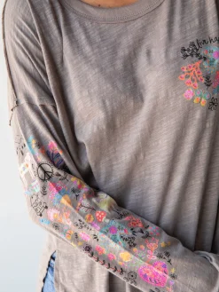 Oversized Cotton Doodle Tee - Ash