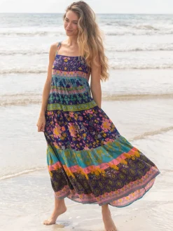 Patricia Maxi Dress - Navy Turquoise Border