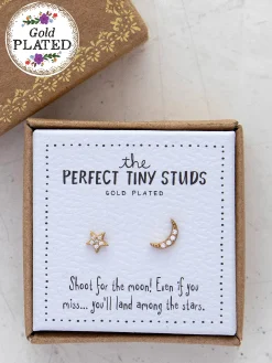 Perfect Tiny Stud Earrings - Star u0026 Moon