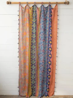 Printed Curtain Panel - Coral Pink Teal