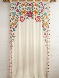 Printed Curtain Panel - Cream Floral