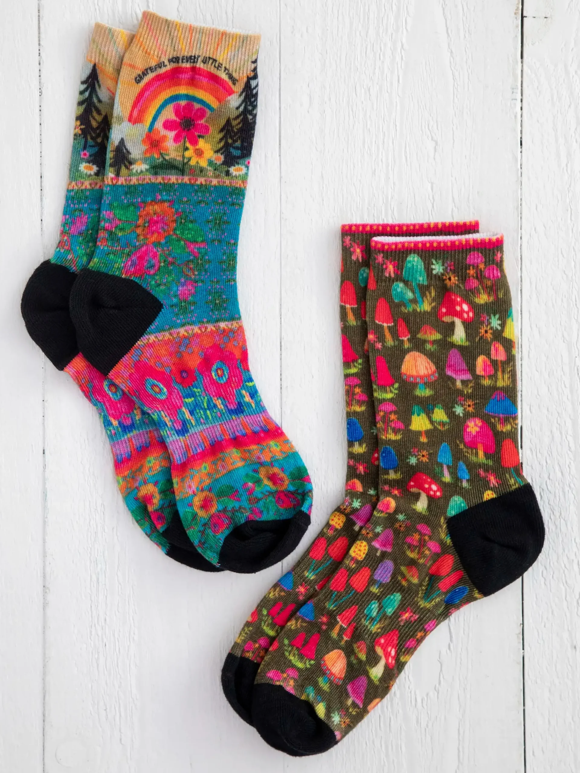 Printed Weekend Sock Set, Set of 2 - Grateful