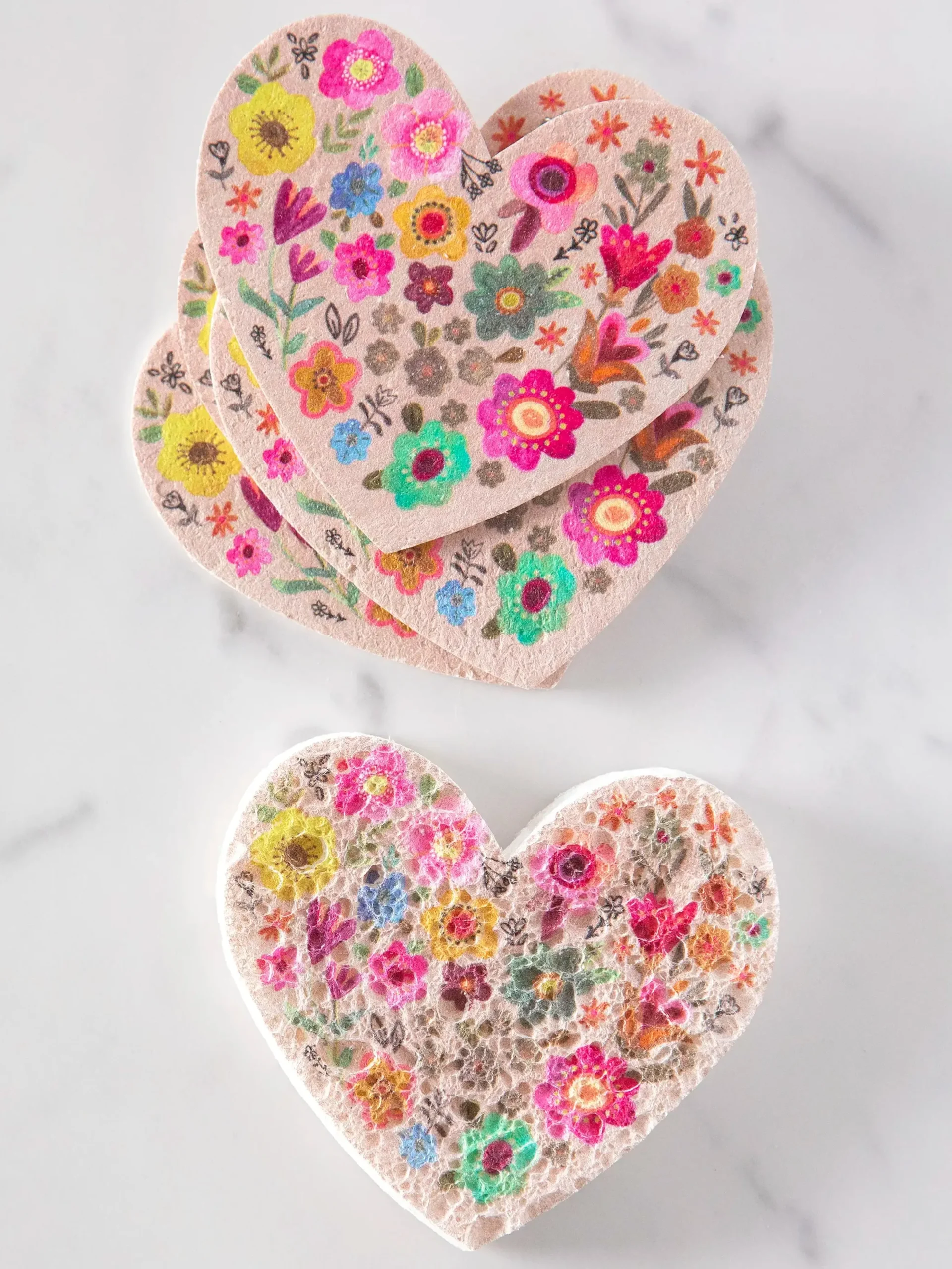 Puff Up Sponges, Set of 5 - Heart