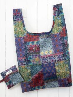 Reusable Market Tote - Blue Patchwork