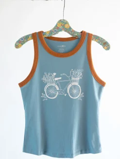 Ringer Tank Top - Dusty Blue Bike